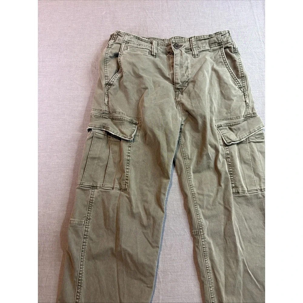 American Eagle Pants Mens 28x30 Slim Lived In Cargo Green Chino Flex Twill